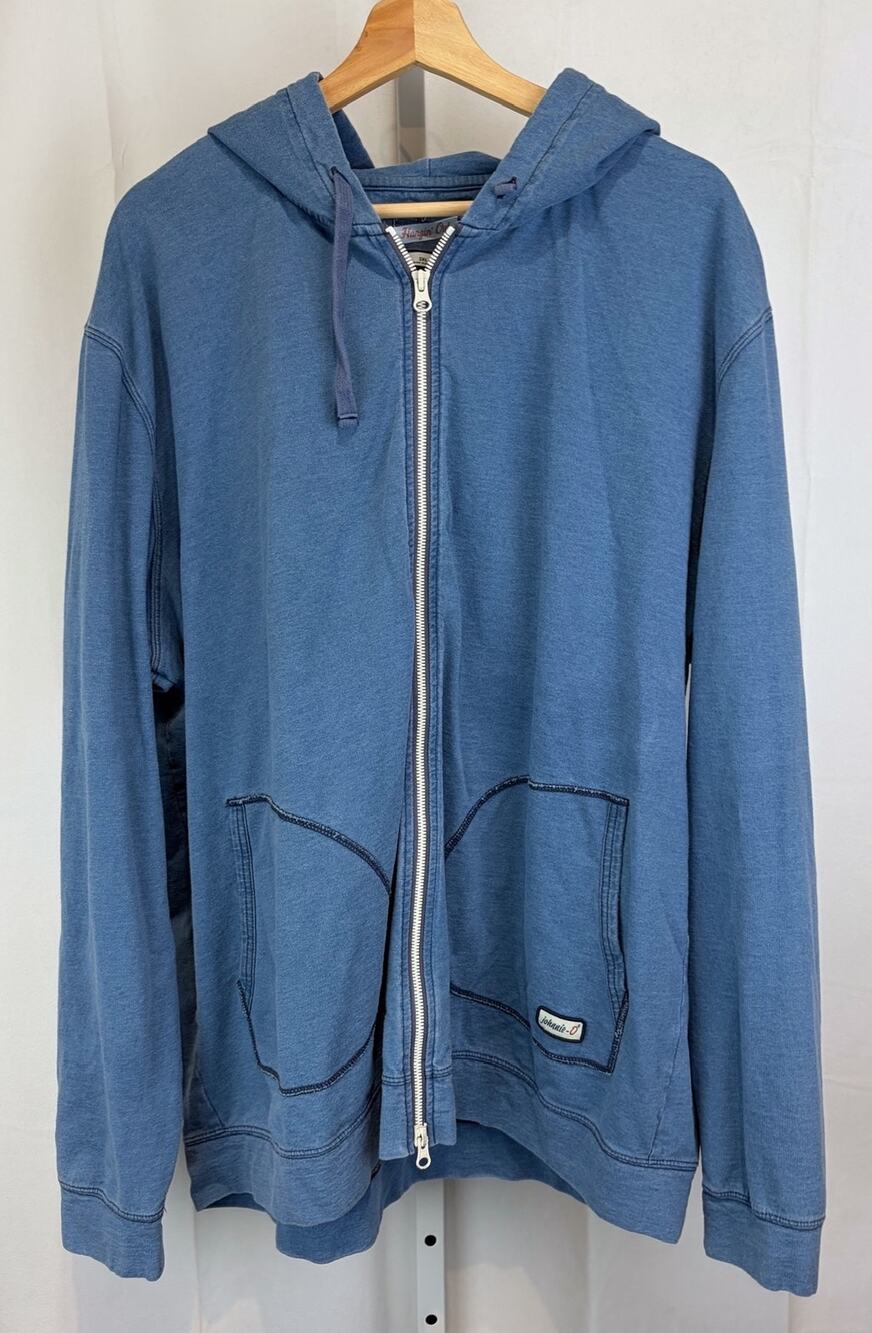 JOHNNIE-O Hangin Out Full Zip Hoodie Sweatshirt Cotton Terry Blue XXL 2XL